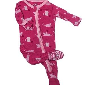 Pink Cat Print Kids One Piece